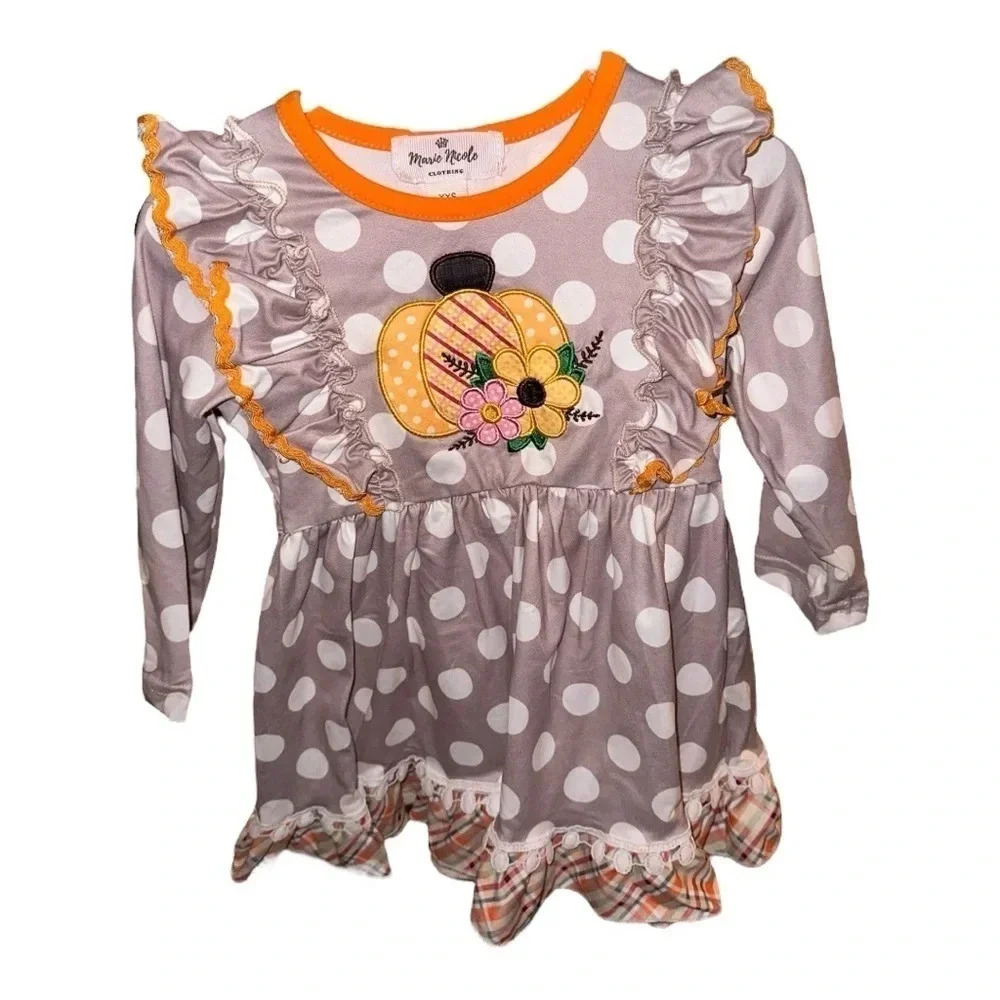 Autumn Plaid Pumpkin Dress size 12-18 months